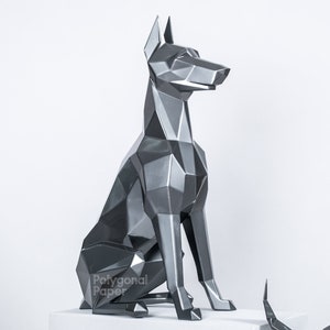 Doberman in DXF Format for Assembly from Sheet Metal. Template for Geometric Polygonal Metal Park Sculpture of a Dog. 3d Welding Constructor