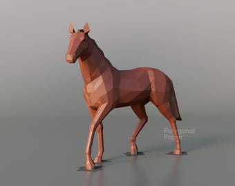 Horse: DIY Papercraft Sculpture. Printable PDF Template, SVG Drawings for Cutting Machine