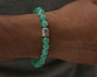 Natuurlijke groene aventurijnkristalkralenarmband Originele edelsteenarmband voor cadeaudoeleinden.