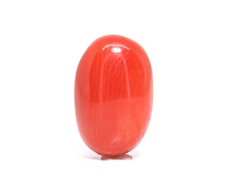 Natural Red Coral  Oval Shape 5.24 Carat Loose Gemstone Cabochon Italian Red Coral (Origin)