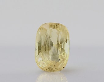 Ceylon Natural Yellow Sapphire | 6.22 Carat | Cushion Cut | Unheated Untreated Gemstones | Colour Sapphire| Eye Clean Certified Gemstones