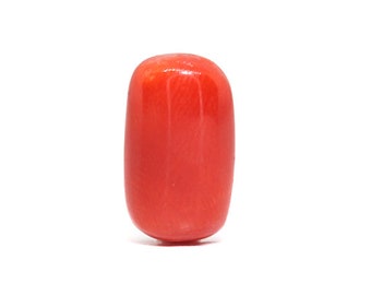 Red Coral Cabochon Oval Shape Loose Gemstone 6.51 Carat Natural Italian Red Coral Cabochon