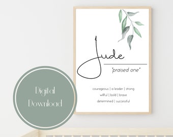 Personalised Baby Name Printable, New Born Baby Gifts, Name Meaning Print, Nursery Wall Art, Keepsake Gifts, Digital Download