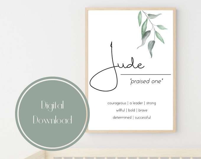Baby Name Meaning and Character Traits Nursery Print Baby Christening ...