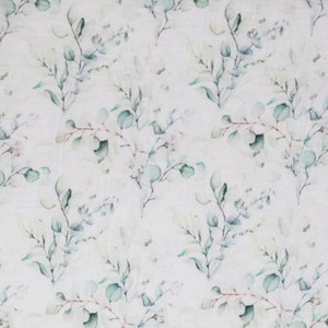 Mousseline | Eucalyptus | 100% coton | fleurs | fleurs | Vert | menthe