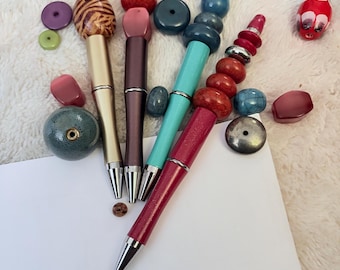 Personalised Hand Beaded Writing Pens | Colourful Handmade Stationery Gift