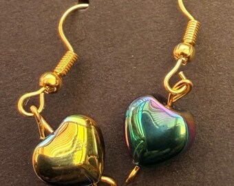 Gold Heart Drop Earrings | Dainty Minimalist Jewelry for Women