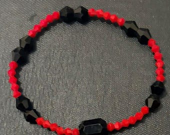 Red and Black Crystal Bracelet Handmade | Beaded Healing Bracelet for Men & Women