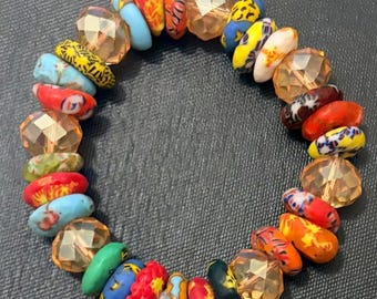 Colorful Beaded Stretch Bracelet for Women | Handmade Elastic Stackable Boho Bracelet