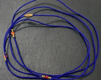 Blue Adjustable Waist Beads for Women – Handmade African Belly Chain