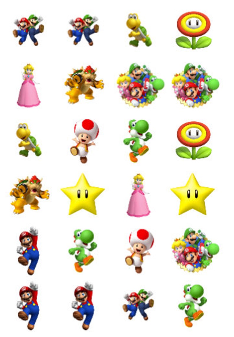 Mario and Friends pre cut edible images 1.5 inch pre cut x24