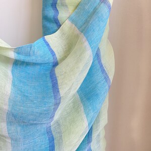 Blue and green striped fabric height 300 cm