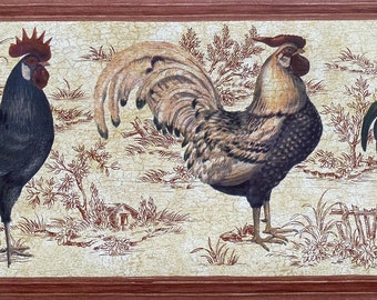 Pre-glued roosters wall border