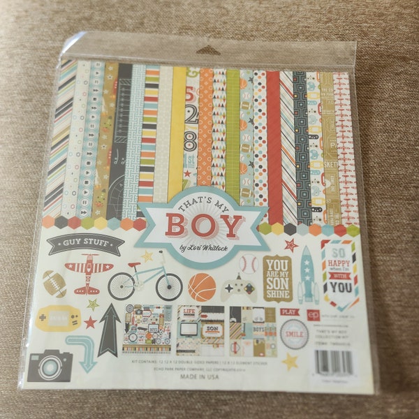 Echo Park - IT'S A BOY - 12 X 12 collection Kit - paper/stickers/children