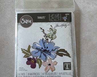 Sizzix - Thinlits - Tim Holtz - BRUSHSTROKE FLOWERS #2 - 8 dies