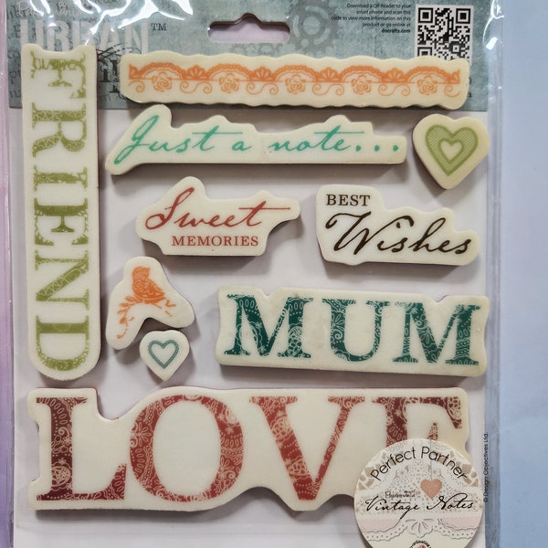 Papermania - Urban Stamps - JUST A NOTE sentiments - Mum, Love, Just a Note Stamps