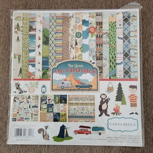 Carta Bella - THE GREAT OUTDOORS - 12 x 12 Collection Kit - scrapbooking papers papercraft card making - camping, hiking, summer