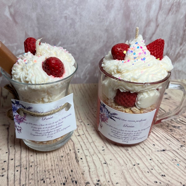 Bougie parfumée gourmande chantilly tasse exquise fraise