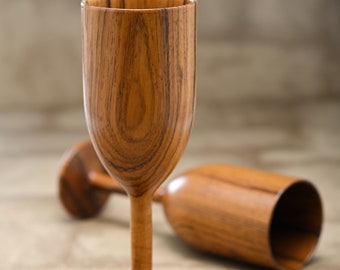 Wooden Wine Glasses, Drinking Glass, Set of 2 by Indicrafts Global - Mother's Gift