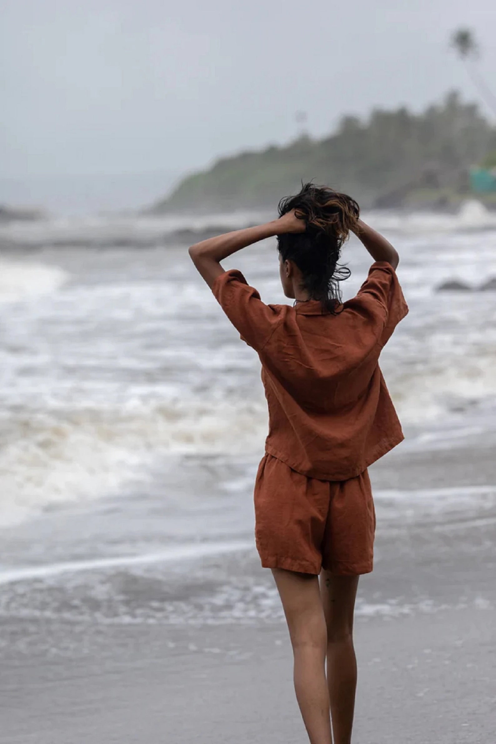 Women's Linen Shorts Set Linen Set Linen Shirt and Shorts Etsy