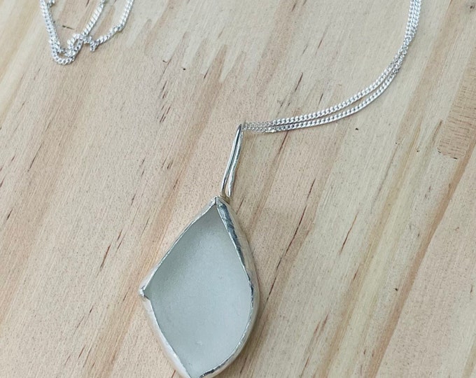White sea glass pendant
