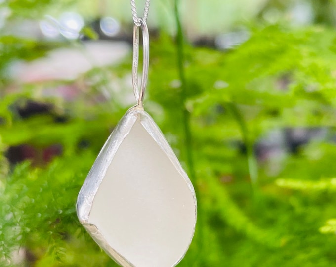 White sea glass pendant