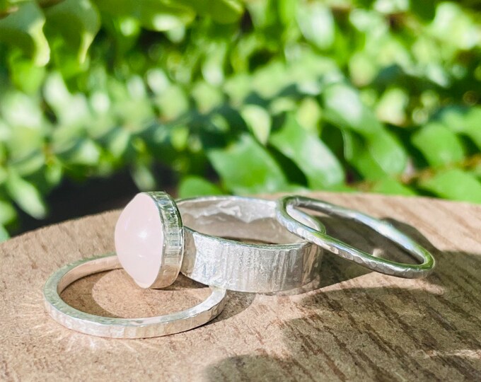 Rose Quartz Sterling SIlver Stacking Ring