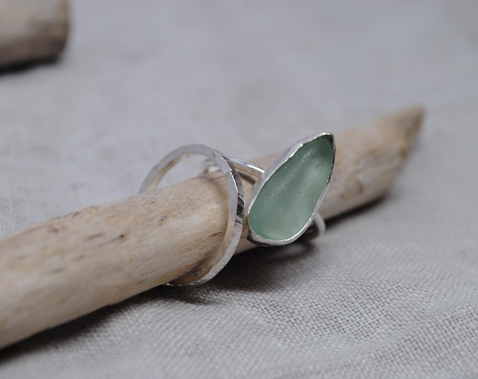 Stacking sea glass ring