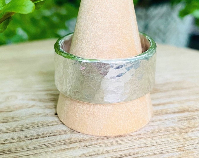 Men’s silver ring  - hammered effect