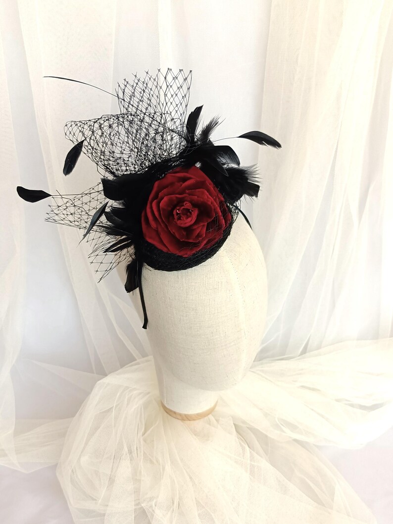 Silk Rose Fascinator - Black