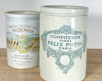 Grand Pot Félix potin XXL/ pot de confiture français/ Pots à couverts ou ustensiles cuisine vintage shabby chic