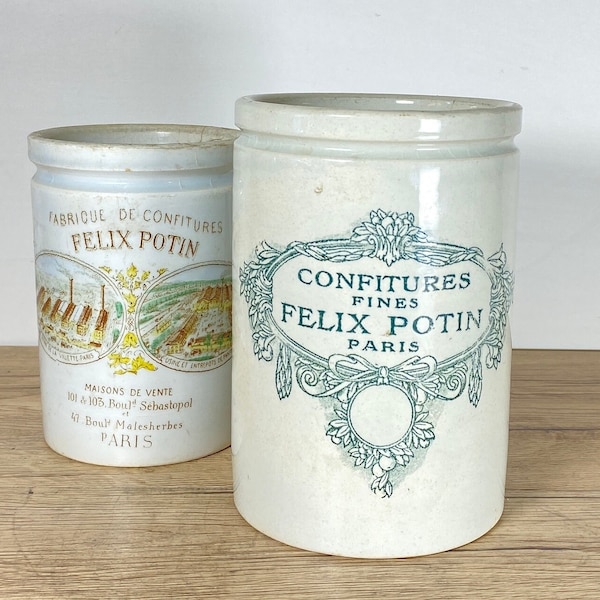 Grand Pot Félix potin XXL/ pot de confiture français/ Pots à couverts ou ustensiles cuisine vintage shabby chic