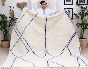 Custom Moroccan Berber Rug: Handknotted Wool, Indigo Blue