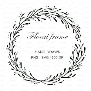 Floral frame SVG, Wildflower wreath SVG, Wreath flower png, Frame Svg, Minimalist wedding wreath png, Sublimation png, Commercial Use