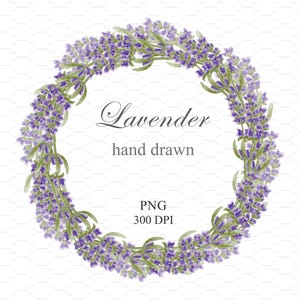 Watercolor Lavender Wreath png, Flower PNG, Wedding Lavender Wreath, Floral Wreath, Botanical Wreath, Wildflower Wreath PNG, Commercial USE