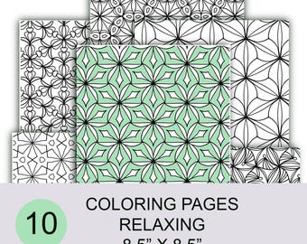 Abstract Coloring Pages for Adults & Kids, 8,5"x8.5", Digital Download (PDF)