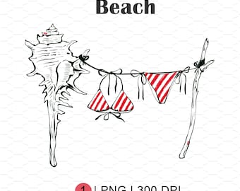 Beach PNG, Seashell print png, Bikini print png, Summer PNG, Summer print PNG, Sublimation design png, Commercial Use