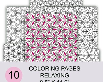 Abstract Pattern Coloring Pages for Adults & Kids PDF Download, 8.5x11 US Letter Size