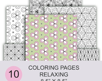 Abstraktes Zentangle zum Ausmalen, Entspannende Muster, 21,5 x 21 cm, PDF Download, Kommerzielle Nutzung