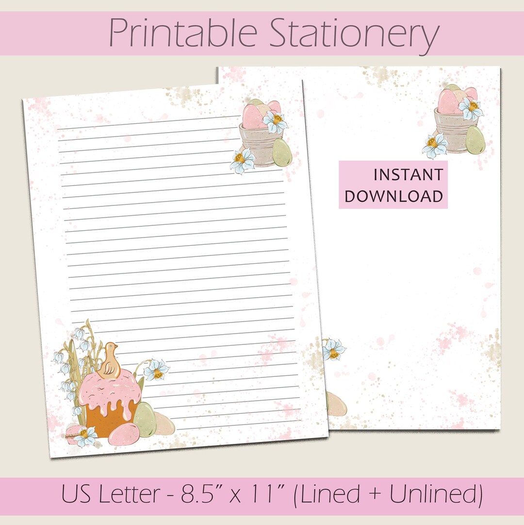 Easter Notepad Spring Stationery Printable: Easter Personalized Notepad (digital ...