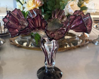 Vintage Handgemachte Glasfußschale
