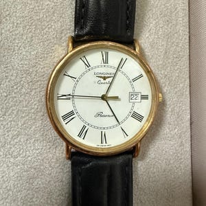 Near MINT w  LONGINES Grand Classic 33mm Roman Date Qz Men&#39;s Watch