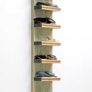 Sunglasses Display Organizer Shelf with Hooks, Entryway Organizer, Wooden Sunglass Organizer, Floating Key Rack