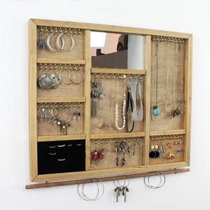 Jewelry Organizer Cabinet / Wall Mounted Jewelry Display from Solid Wood