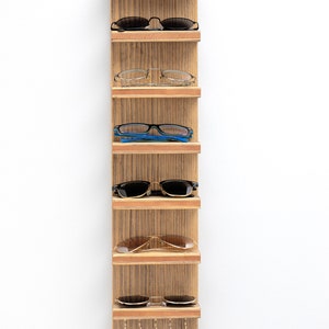 Sunglasses Display Organizer Shelf with Hooks, Entryway Organizer, Wooden Sunglass Organizer, Floating Key Rack image 4