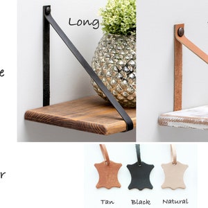 Floating Shelves With Leather Strap, Nursery Shelf, Hanging Wall Shelves, Bathroom Shelf image 8