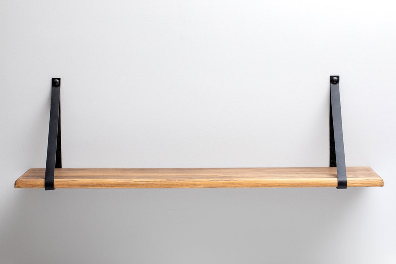 Étagères de chambre de bébé flottantes avec sangles en cuir, étagères murales suspendues, étagère de salle de bain, étagère murale en bois blanc image 6