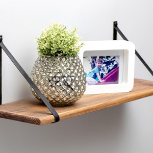 Floating Shelf, Nursery Shelf with Leather Straps, Hanging Wall Shelves