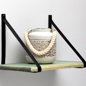 Floating Shelves With Leather Strap, Nursery Shelf, Hanging Wall Shelves, Bathroom Shelf