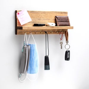 Entryway Organizer, Coat Rack, Key Holder, Wall Mounted Mail Organizer, Mask Holder, Hallway Organizer with Hooks and Cork Board image 5